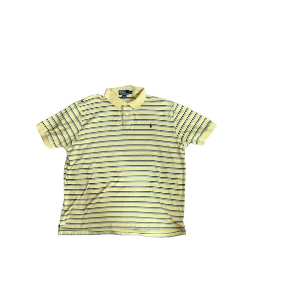 Ralph Lauren Shirt Men’s 2XL Yellow Blue Stripe Short Sleeve Polo Casual - Picture 2 of 6